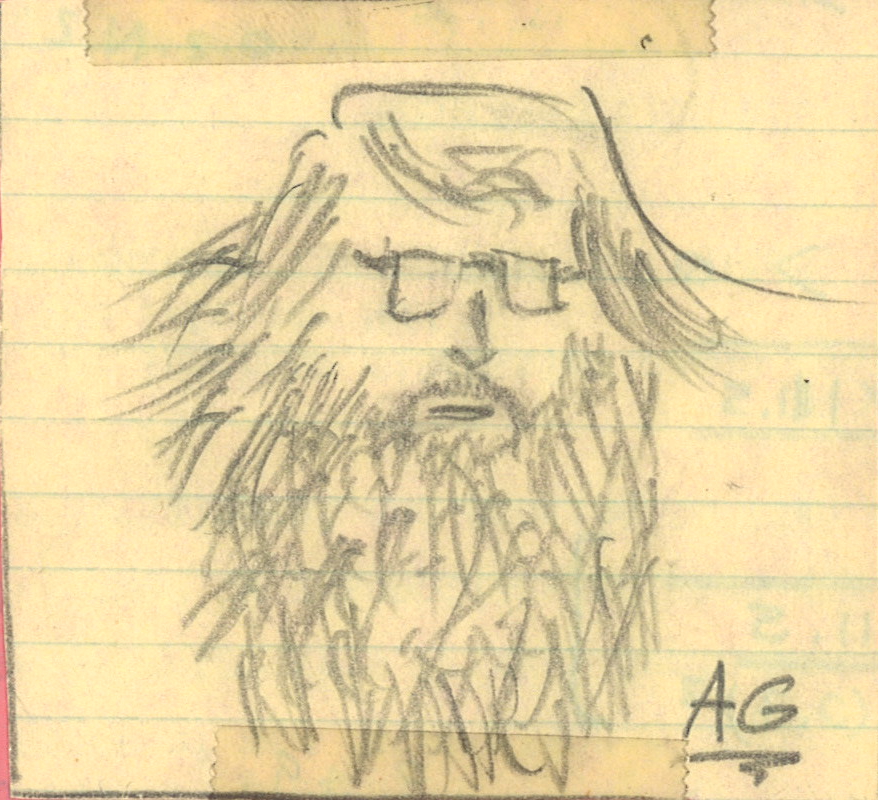 Sketch of Professor Tom Cover (circa 1977) by then PhD candidate, Abbas El Gamal