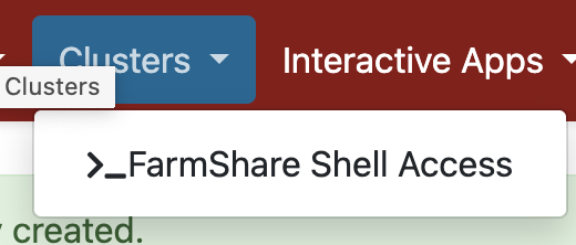 Menu for FarmShare Shell Access
