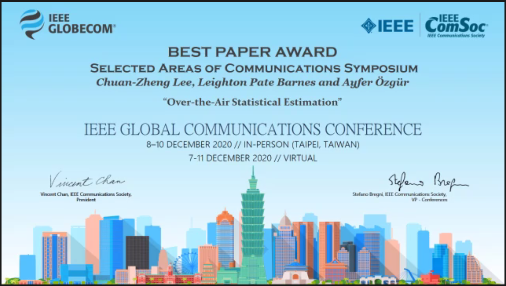 IEEE Globe com Award 2020