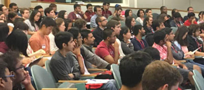 students at orientation